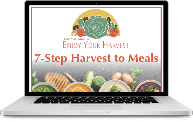7 Step Harvest into Meals Course image on a laptop graphic