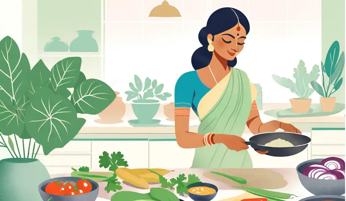 Person cooking food in a kitchen