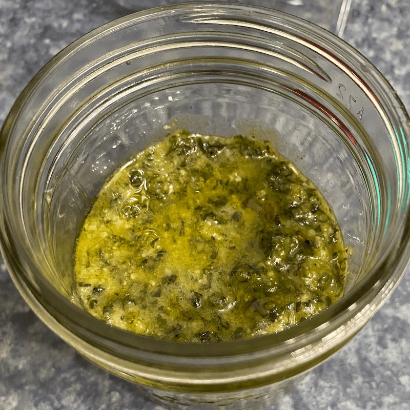 Finished pesto in a jar