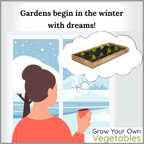 Two snowmen talking to each other "Be glad that she likes to garden so much or else we wouldn't have noses."