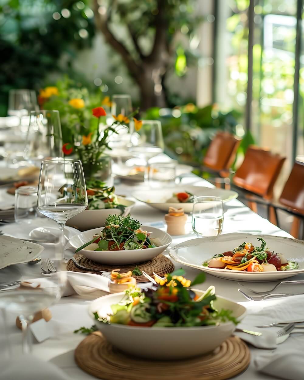 Table Setting - light and bright with fresh food - Fresh Food Journey